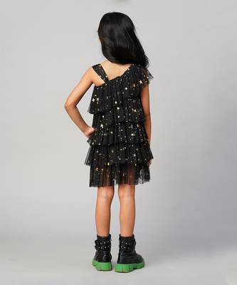 Glam up girls black tiered party dress 5