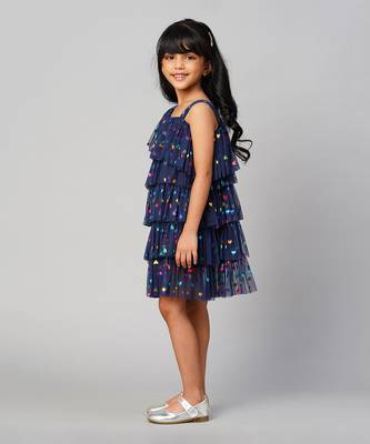 Glam up girls navy tiered party dress 3