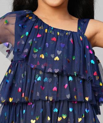 Glam up girls navy tiered party dress 4