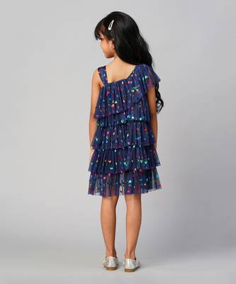 Glam up girls navy tiered party dress 5