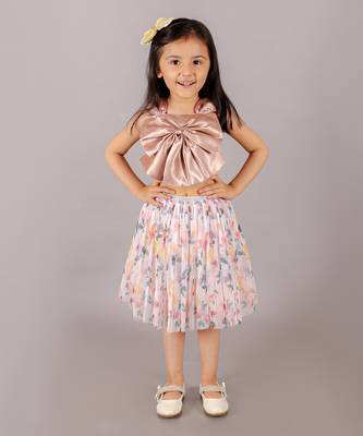 Glam up girls 3d bow party top with skirt 1