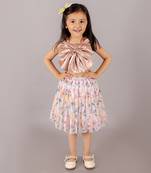 Glam up girls 3d bow party top with skirt