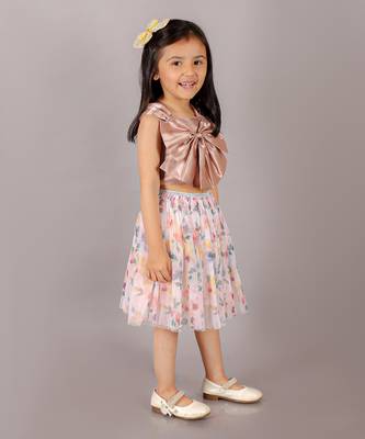 Glam up girls 3d bow party top with skirt 2