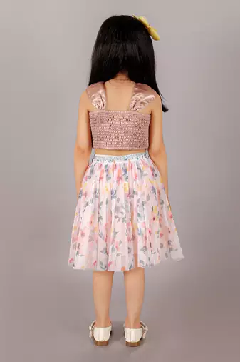 Glam up girls 3d bow party top with skirt