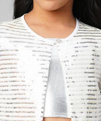 Razzle dazzle sequin party white jacket 4