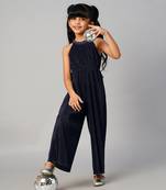 Glam up girls party velvet navy jumpsuit