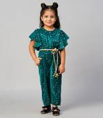 Glam up girls party velvet green jumpsuit