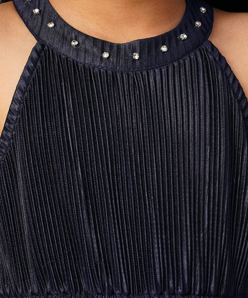 Glam up girls party velvet navy jumpsuit