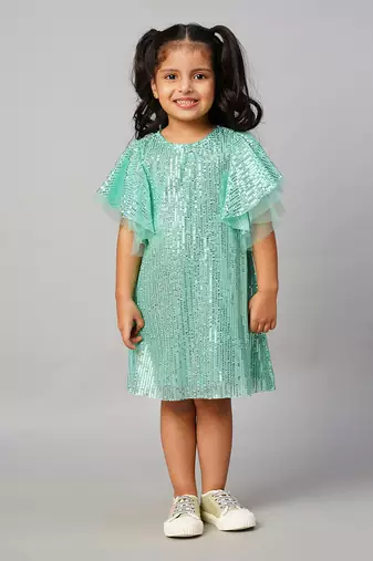 Razzle dazzle girls sea green party dress