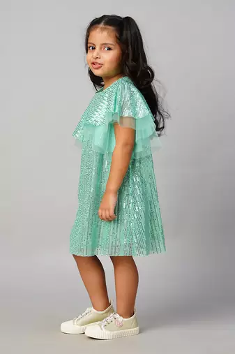 Razzle dazzle girls sea green party dress