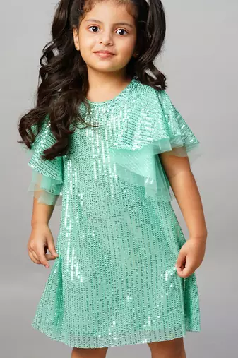 Razzle dazzle girls sea green party dress