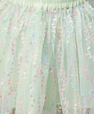 Paris nights girls sea green party skirt with top 5