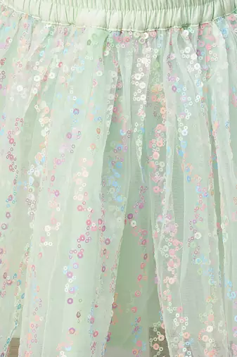 Paris nights girls sea green party skirt with top