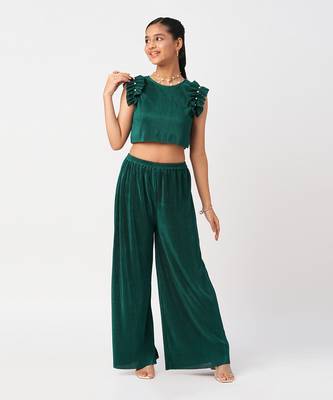 Glam up girls green party co-ord set 2
