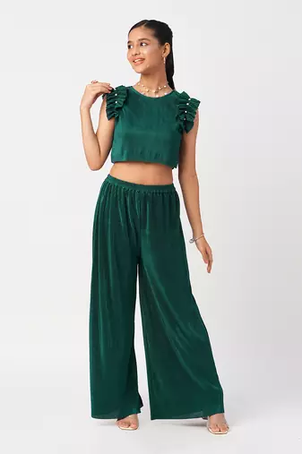 Glam up girls green party co-ord set