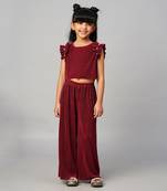 Glam up girls maroon party co-ord set