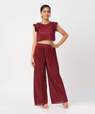 Glam up girls maroon party co-ord set 1