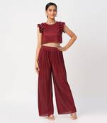 Glam up girls maroon party co-ord set