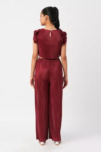 Glam up girls maroon party co-ord set
