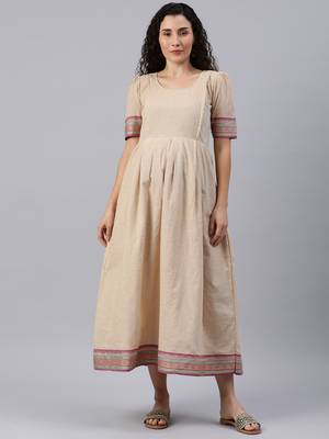 Off white with pink border maternity dress 1