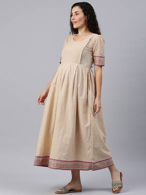 Off white with pink border maternity dress 3