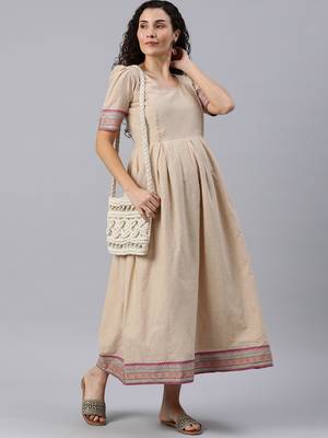 Off white with pink border maternity dress 4