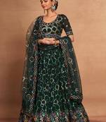 EILARA WOMEN'S GREEN GEORGETTE WITH SEQUINS AND EMBROIDERY WORK DESIGNER LEHENGA CHOLI