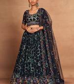 EILARA WOMEN'S NAVY BLUE GEORGETTE WITH SEQUINS AND EMBROIDERY WORK DESIGNER LEHENGA CHOLI