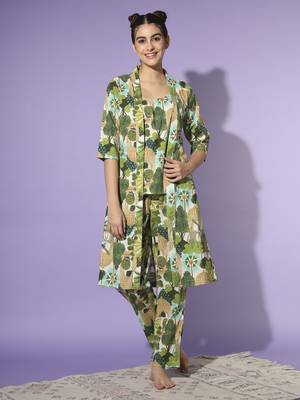 Rangmayee women printed green pure cotton co-ords set 1
