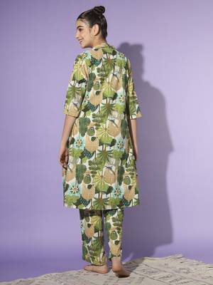 Rangmayee women printed green pure cotton co-ords set 2