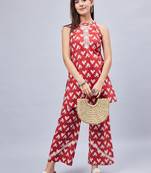 Winered woman rust printed with lace co-ord set
