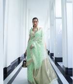 Mint Green Zari Modal Weaving Kora Silk Saree For Women Wedding Special Festive Occasion Saree