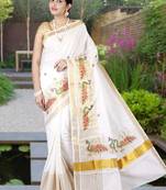 RSV fabrics kerala kasavu cotton saree with running blouse