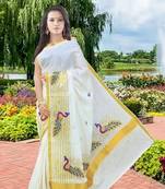 RSV fabrics kerala kasavu cotton saree with running blouse