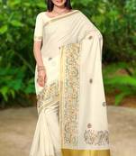 RSV fabrics kerala kasavu cotton saree with running blouse