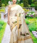 RSV fabrics kerala kasavu cotton saree with running blouse