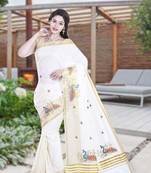 RSV fabrics kerala kasavu cotton saree with running blouse