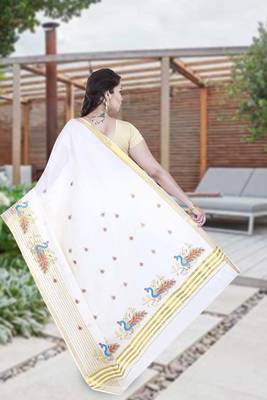 RSV fabrics kerala kasavu cotton saree with running blouse 2