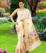 RSV fabrics kerala kasavu cotton saree with running blouse