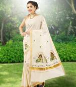 RSV fabrics kerala kasavu cotton saree with running blouse