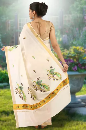 RSV fabrics kerala kasavu cotton saree with running blouse