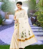 RSV fabrics kerala kasavu cotton saree with running blouse