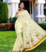 RSV fabrics kerala kasavu cotton saree with running blouse