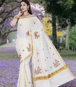 RSV fabrics kerala kasavu cotton saree with running blouse