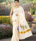 RSV fabrics kerala kasavu cotton saree with running blouse