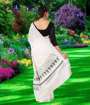 RSV fabrics kerala kasavu cotton saree with running blouse 2