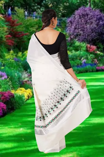 RSV fabrics kerala kasavu cotton saree with running blouse