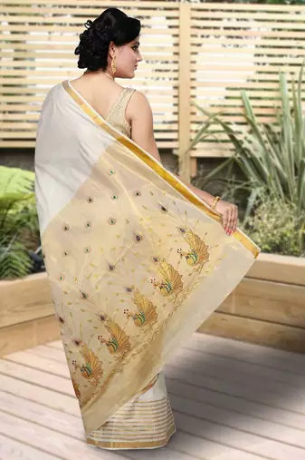 RSV fabrics kerala kasavu cotton saree with running blouse