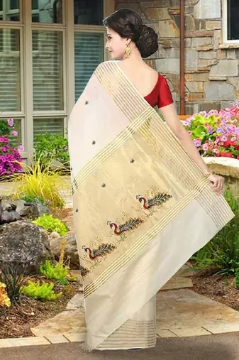 RSV fabrics kerala kasavu cotton saree with running blouse