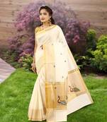 RSV fabrics kerala kasavu cotton saree with running blouse